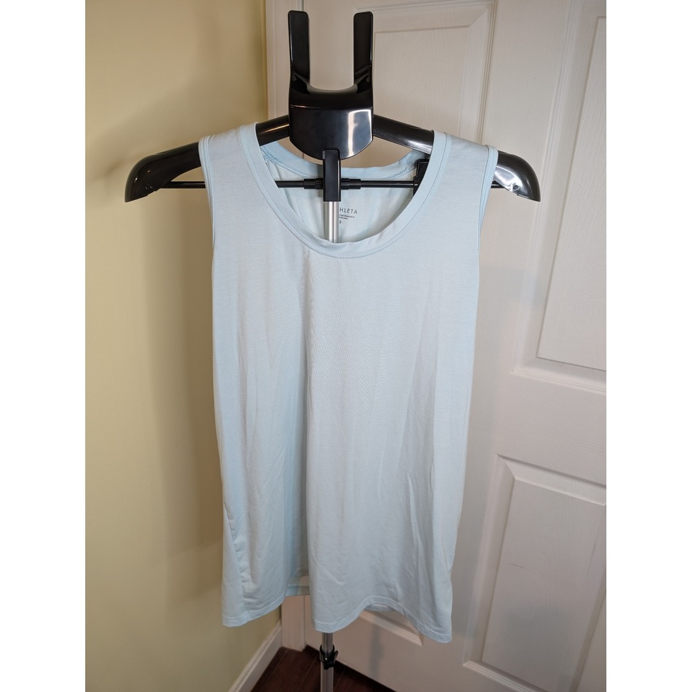 Athleta Drishti Tank Top Light Blue Gathered Racerback Scoop Neck - Size S